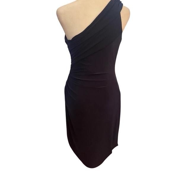 LAUREN RALPH LAUREN ONE SHOULDER Ruched DRESS SIZE 6 Navy Dance Wedding Guest - Picture 5 of 10
